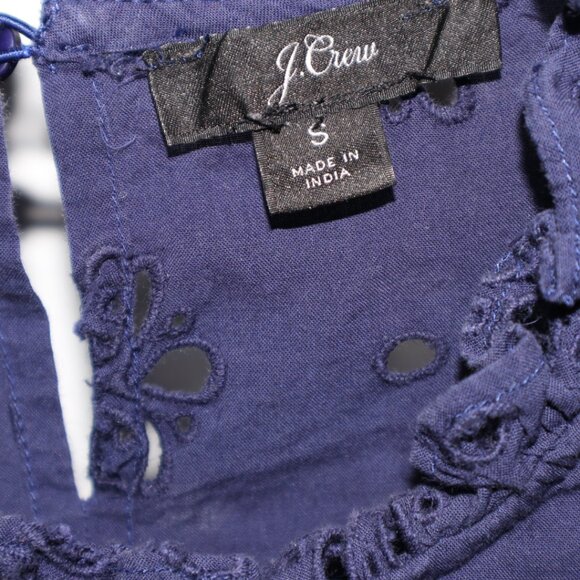 J. Crew | Navy Ruffle Trim Eyelet Top, Size S - Picture 8 of 13